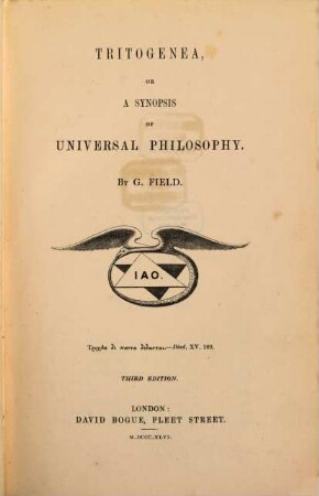 Tritogenea, or a synopsis of Universal Philosophy
