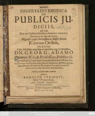 Dissertatio Iuridica De Publicis Iudiciis