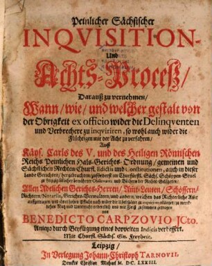 Peinlicher sächsischer Inquisition- und Achts-Proceß
