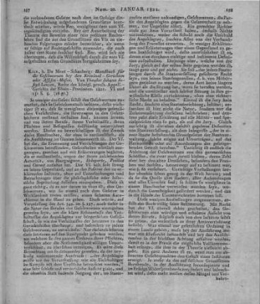 Lenzen, T. J.: Handbuch für die Geschwornen bei den Kriminal-Gerichten, oder Assisen-Höfen. Köln: Dumont 1821