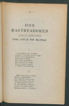 Dos rastreadores : Argumento para cantar por milongas