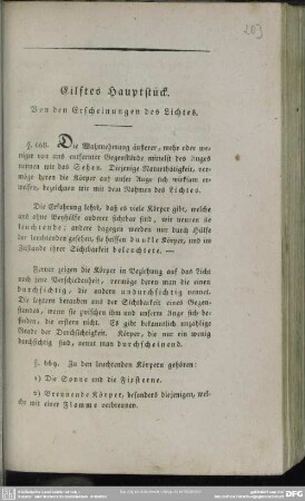 Eilftes Hauptstück. Von den Erscheinungen des Lichtes