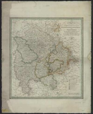 Karte von den Preußischen Provinzen Westfalen, Cleve-Berg und Niederrhein mit angrenzenden Gebieten, 1:740 000, Kupferstich, 1818