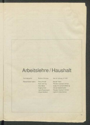 Arbeitslehre / Haushalt