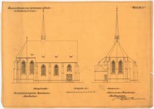 St. Laurentius, Rudersdorf bei Wilnsdorf: Seiten- und Choransicht 1:100
