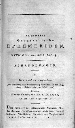 1810: Allgemeine geographische Ephemeriden