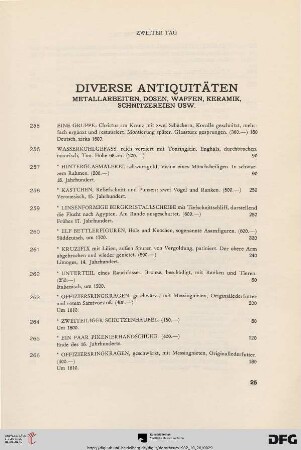 Diverse Antiquitäten (Nr. 255-366)