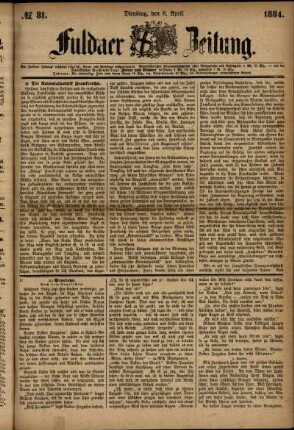 Ausgabe vom Dienstag, den 08. April 1884.