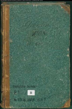 Zivilstandsregister der katholischen Gemeinde Gehrden, Kreis Warburg (GHT 1808). (Gemeinde: Katholische Gemeinde Gehrden)
