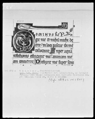 Psalterium mit Kalendarium — Initiale D (ominus regit me) mit drei Drachen