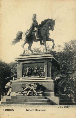 Postkartenalbum August Schweinfurth mit Karlsruher Motiven. "Karlsruhe - Kaiser-Denkmal"