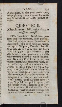 377-393, Quaestio II. Ad quid teneatur Miles ratione furti in necessitate commissi?