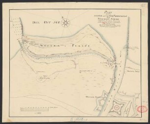 Plan von dem Neuen und Alten Fahrwasser bey Weichselmünde und denen durch den Orcan vom 14. Decb. 1775 bey solchen entstandenen Beschädigungen