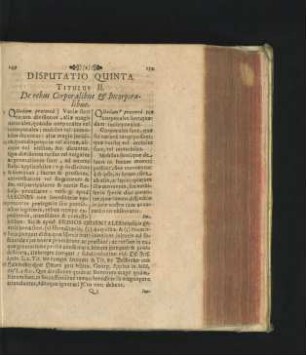Disputatio Quinta. Titulus II. De rebus Corporalibus & Incorporalibus.