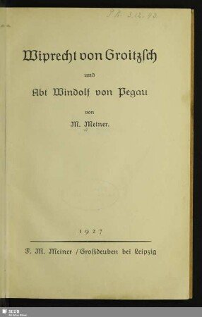 Wiprecht von Groitzsch und Abt Windolf von Pegau