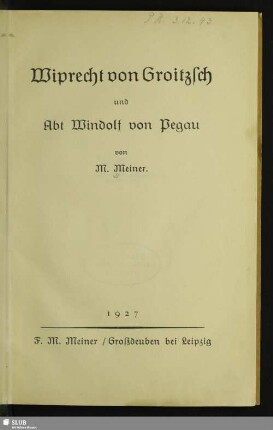 Wiprecht von Groitzsch und Abt Windolf von Pegau