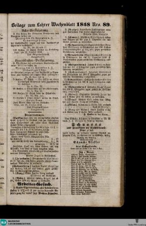 Lahrer Wochenblatt, Beilage zum Lahrer Wochenblatt
