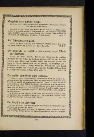 Der Mißerfolg der englischen Unternehmung gegen Ostende und Zeebrügge.
