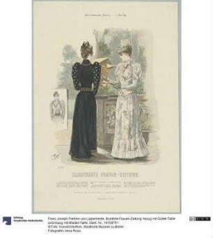 Illustrirte Frauen-Zeitung: Anzug mit Gürtel-Taille und Anzug mit Mieder-Taille
