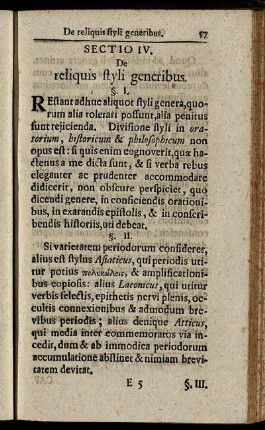 Sectio IV. De reliquis styli generibus