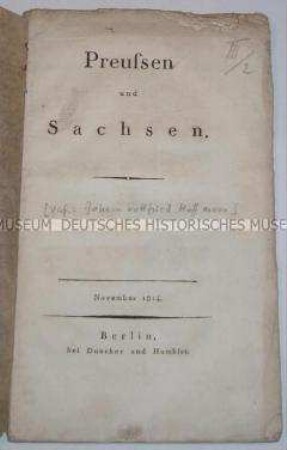 Replik auf die Schrift 'Sachsen und Preussen. Suum cuique'