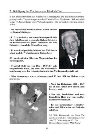 Würdigung der Verdienste von Friedrich Dott