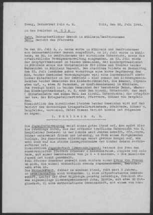 Mühlheim/Bach-Renfrizhausen: Visitationsbericht mit Pfarrbericht 1944