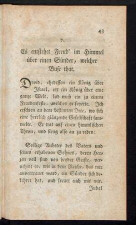 7. Es entstehet Freud' im Himmel über einen Sünder, welcher Buse that.