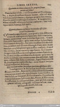 I. Quando planeta censentur Orientales esse à sole vel Occidentales: