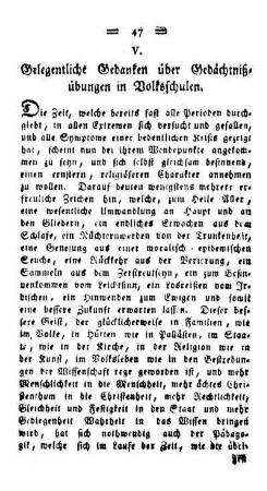 Gelegentliche Gedanken über Gedächtnisübungen in Volksschulen
