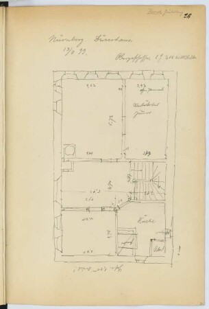 Dürerhaus, Nürnberg: Grundriss 1.OG (aus: Skizzen- und Fotoalbum 15)