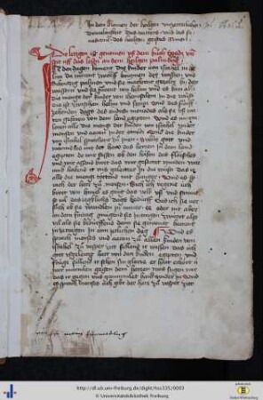 [1r] Besitzvermerk des Dominikanerklosters Freiburg (17. Jh.).