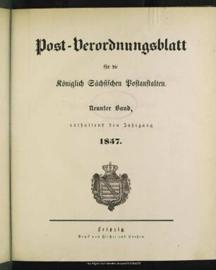 9.1857: Post-Verordnungsblatt für die Königlich Sächsischen Postanstalten