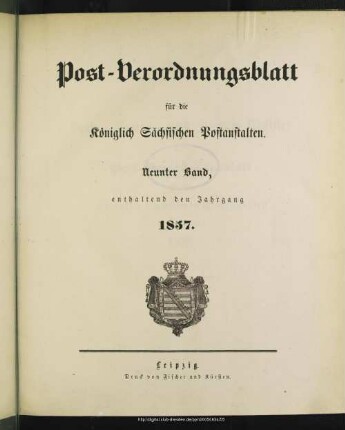 9.1857: Post-Verordnungsblatt für die Königlich Sächsischen Postanstalten