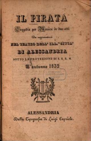 Il pirata : Tragedia per musica in 2 atti