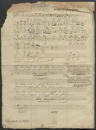 Ton amitié, V, pf, V, guit, As-Dur - BSB Mus.Schott.Ha 3725-2 : [heading:] 315. // Ton amitié. paroles d'Antonin De Sigoyer. // musique de Jean Gevers