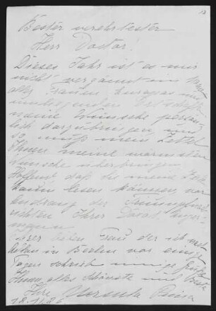 Brief von Pima Andreae an Gerhart Hauptmann