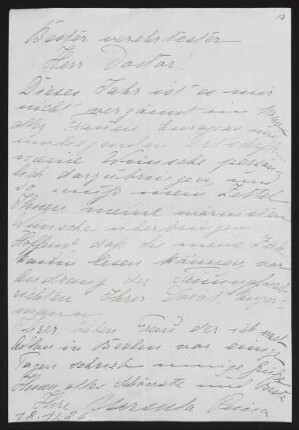 Brief von Pima Andreae an Gerhart Hauptmann