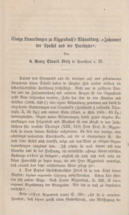 138-150 Einige Bemerkungen zu Riggenbach's Abhandlung: "Johannes der Apostel und der Presbyter"