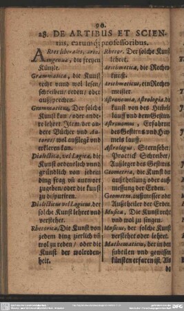 28. De Artibus Et Scientiariis, earumq[ue] professoribus