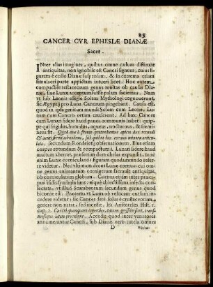 Cancer Cur Ephesiae Dianae Sacer.
