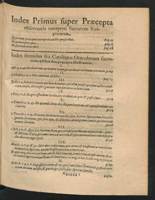 Index Primus super Praecepta observanda interpreti Sacrarum Scripturarum.