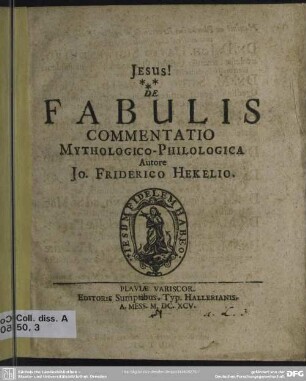 De fabulis commentatio mythologico-philologica