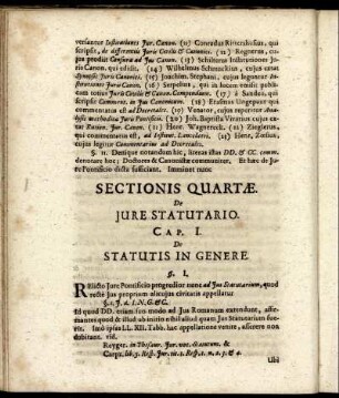 Sectionis Quartæ. De Jure Statutario.