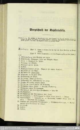 Verzeichniß der Kupfertafeln