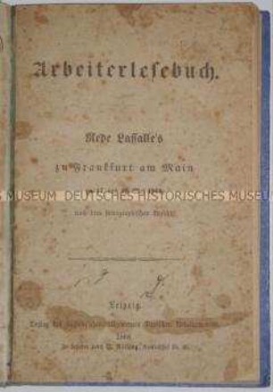 Rede Lassalles in Frankfurt am Main am 17. und 19. Mai 1863
