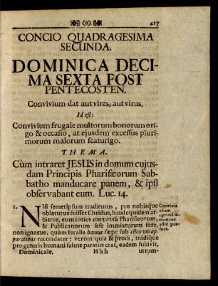 Concio Quadragesima Secunda. Dominica Decima Sexta Post Pentecosten.