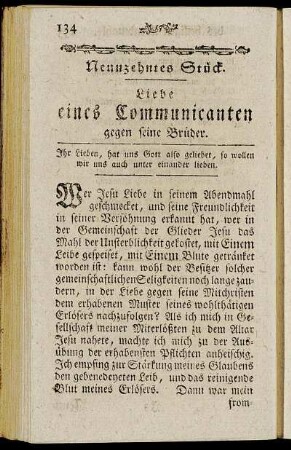 Neunzehntes Stück. Liebe eines Communicanten gegen seine Brüder.