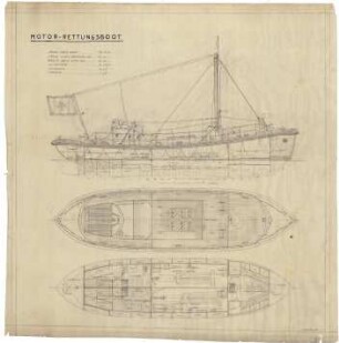 Generalplan eines Motor-Rettungsboot