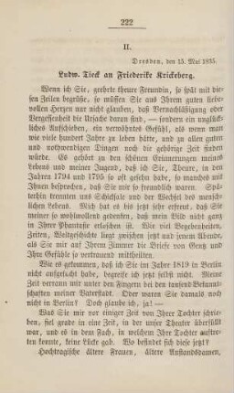 Ludw. Tieck an Friederike Krickeberg